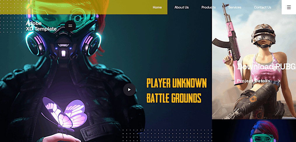 Adobe XD Auto animated Gaming Template