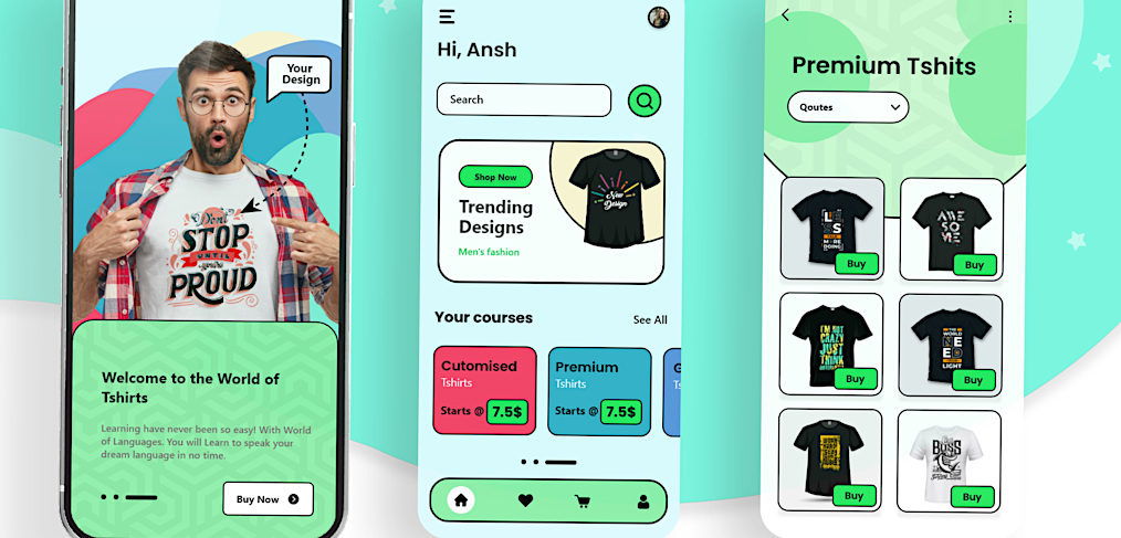 Adobe XD t-shirt printing app concept
