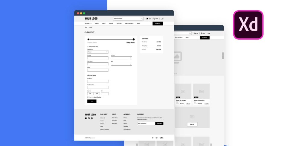 Free XD ecommerce wireframing kit